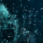 Abstract digital network visualization representing AI and financial modeling